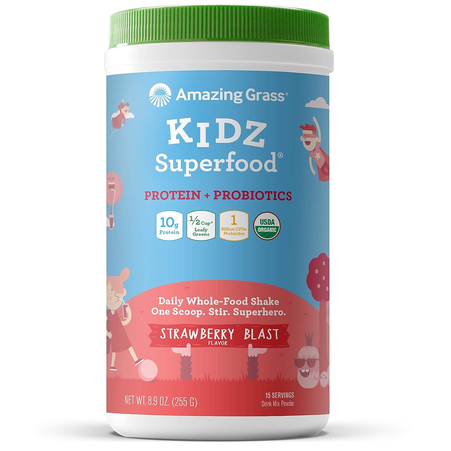 251103031321890_1 Amazing Grass Kidz Superfood: Organic Greens, Fruits, Veggies, Beet Root Powder & Probiotics for Healthy Kids, Outrageous Chocolate, 30 Servings, 6.35 Ounce (Pack of 1) - Image 1
